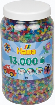 Dose mit 13.000 Bügelperlen Transparentmischung Glitter