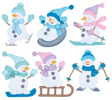 Kreativpaket Schneemänner beim Wintersport