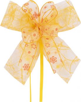 Schultütenschleife gelb mit Blumen