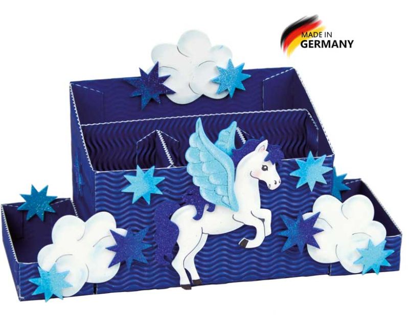 Schreibtischbox Bastelset Pegasus blau