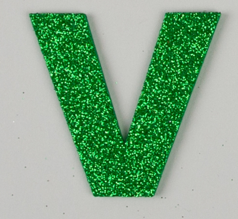 Glitterbuchstabe V grün