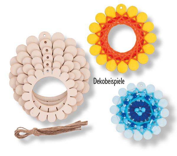 Blumenset 6-teilig, aus Holz