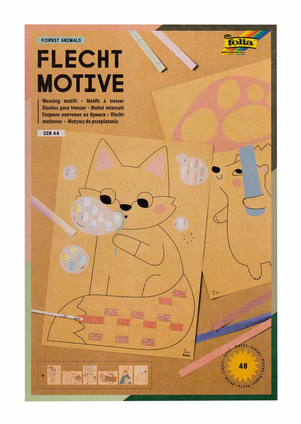 Flechtmotive Waldtiere 48 Stück in 8 Motiven