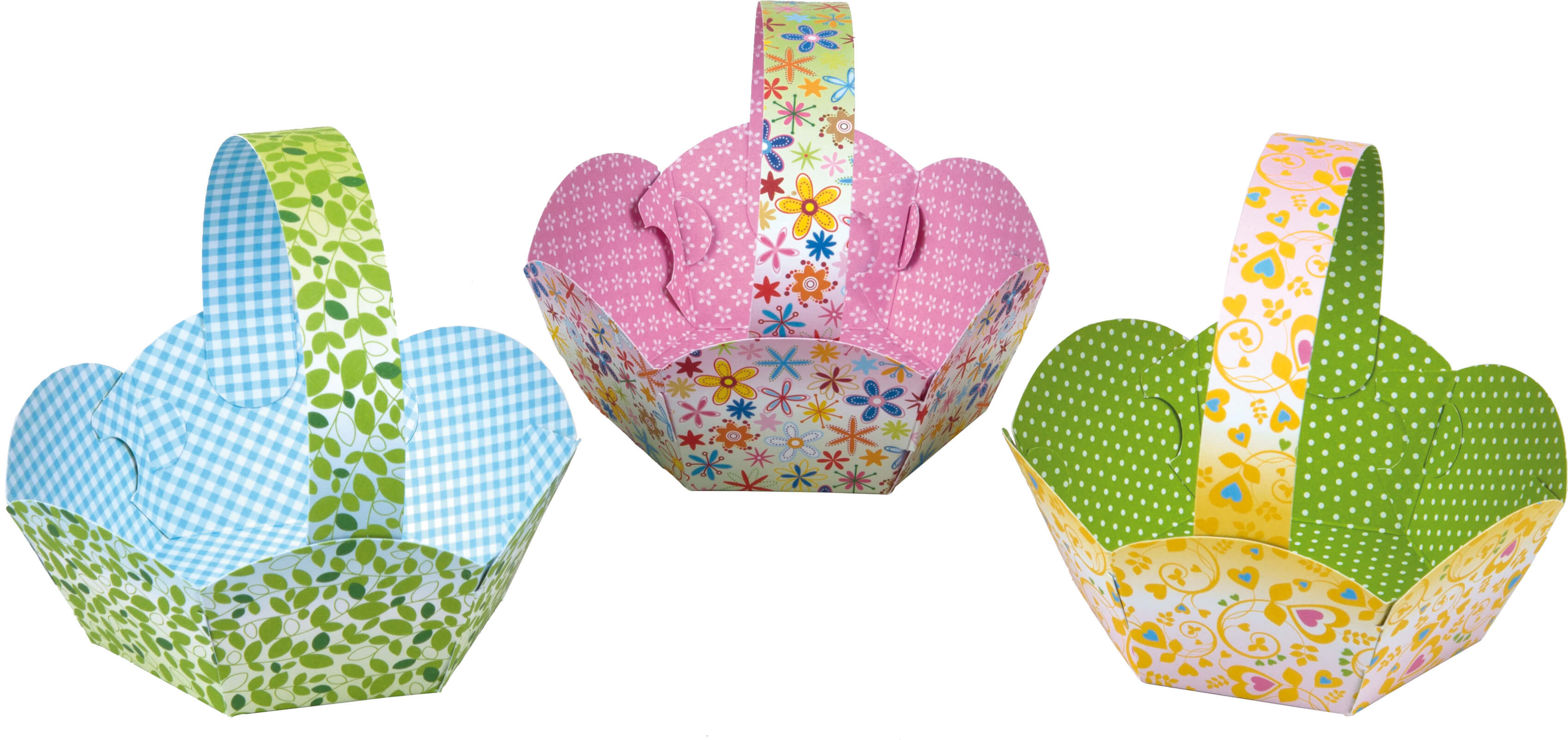 Frühlingskörbchen mit Henkel, 24 Stück sortiert