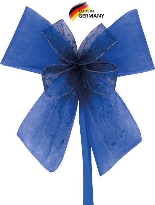 Schultütenschleife blau mit Glitzersternen