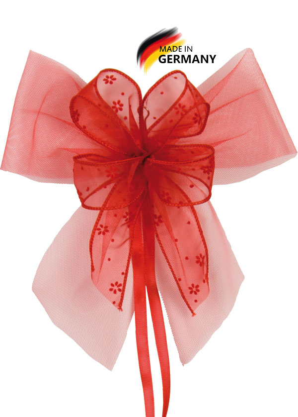 Schultütenschleife rot mit Blümchen