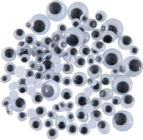 Wackelaugen rund + oval 100 Stück