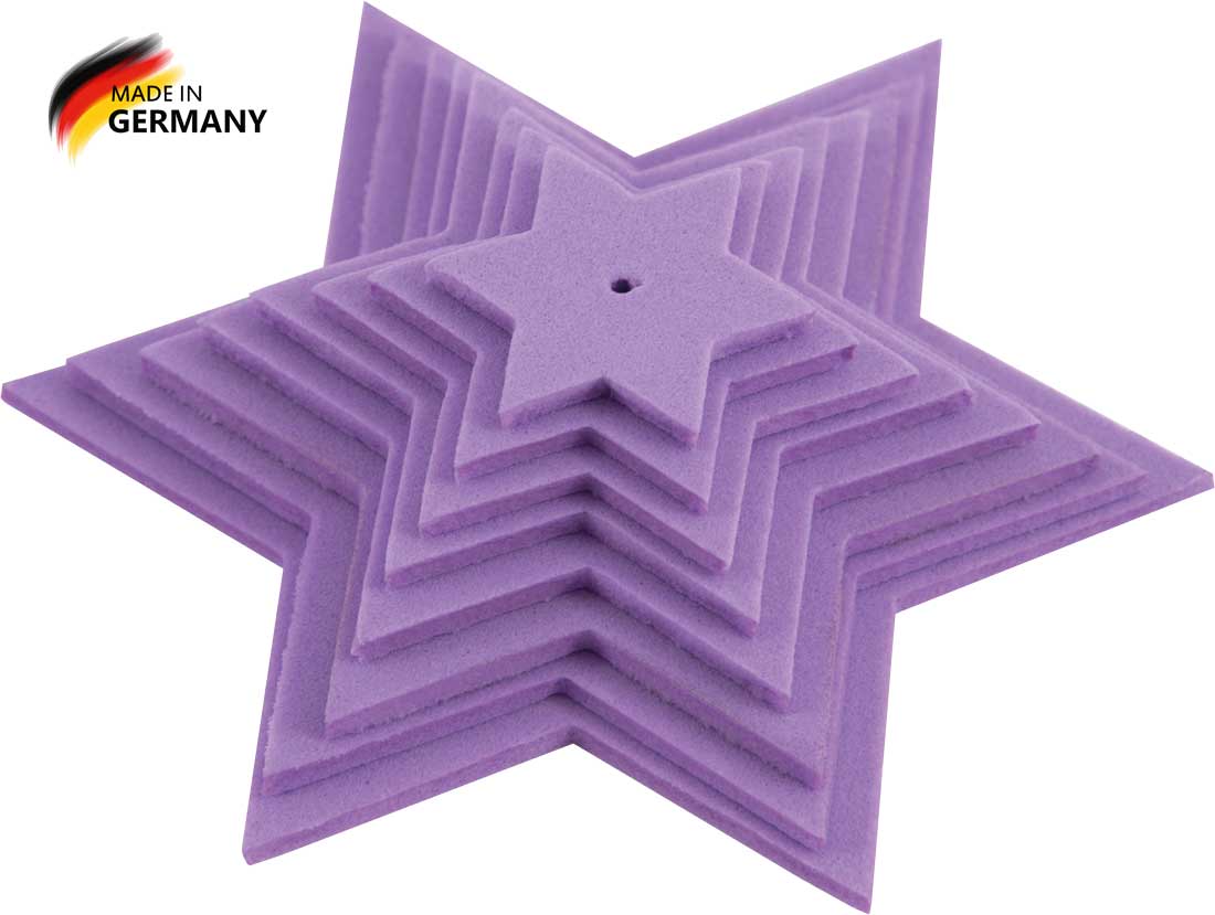 Sternenset flieder, 8-teilig, aus Moosgummi