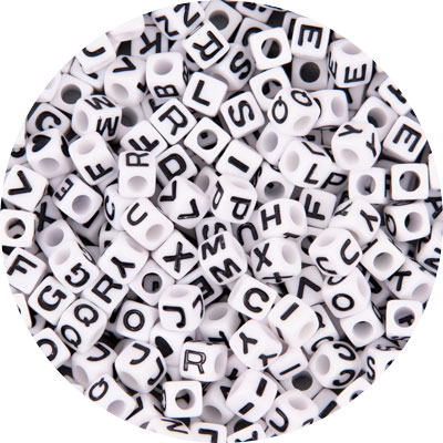 Buchstabenwürfel weiß/schwarz 300 Stück