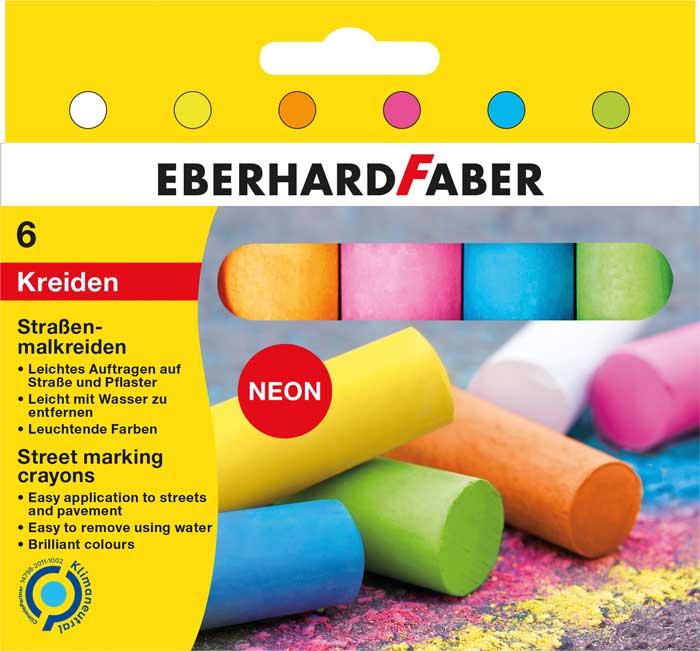 Straßenmalkreide neon, 6 Stück sortiert