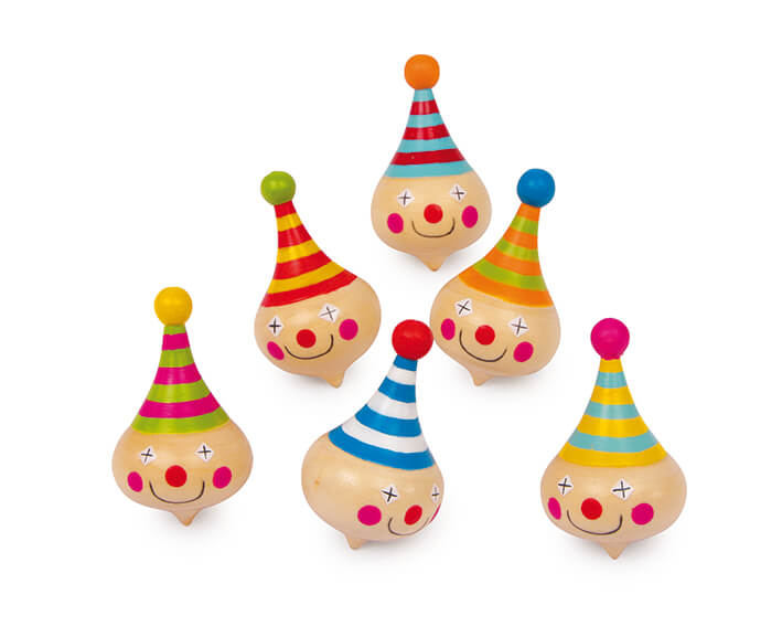 Clown Kreisel 6 Stück sortiert