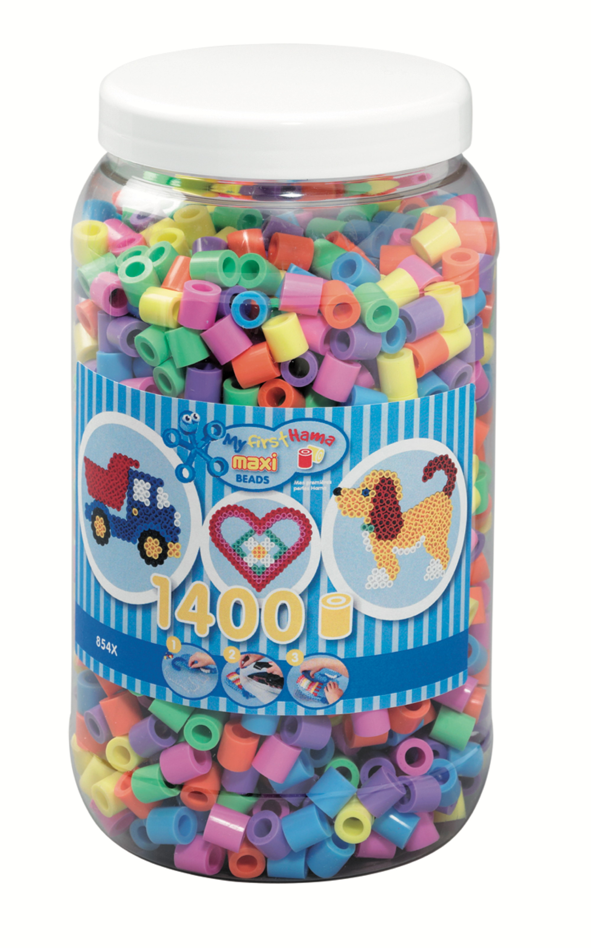 Bügelperlen maxi Dose mit 1.400 Stück pastell