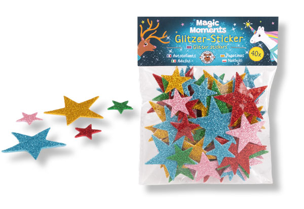 Sternsticker aus Glittermoosgummi SALE