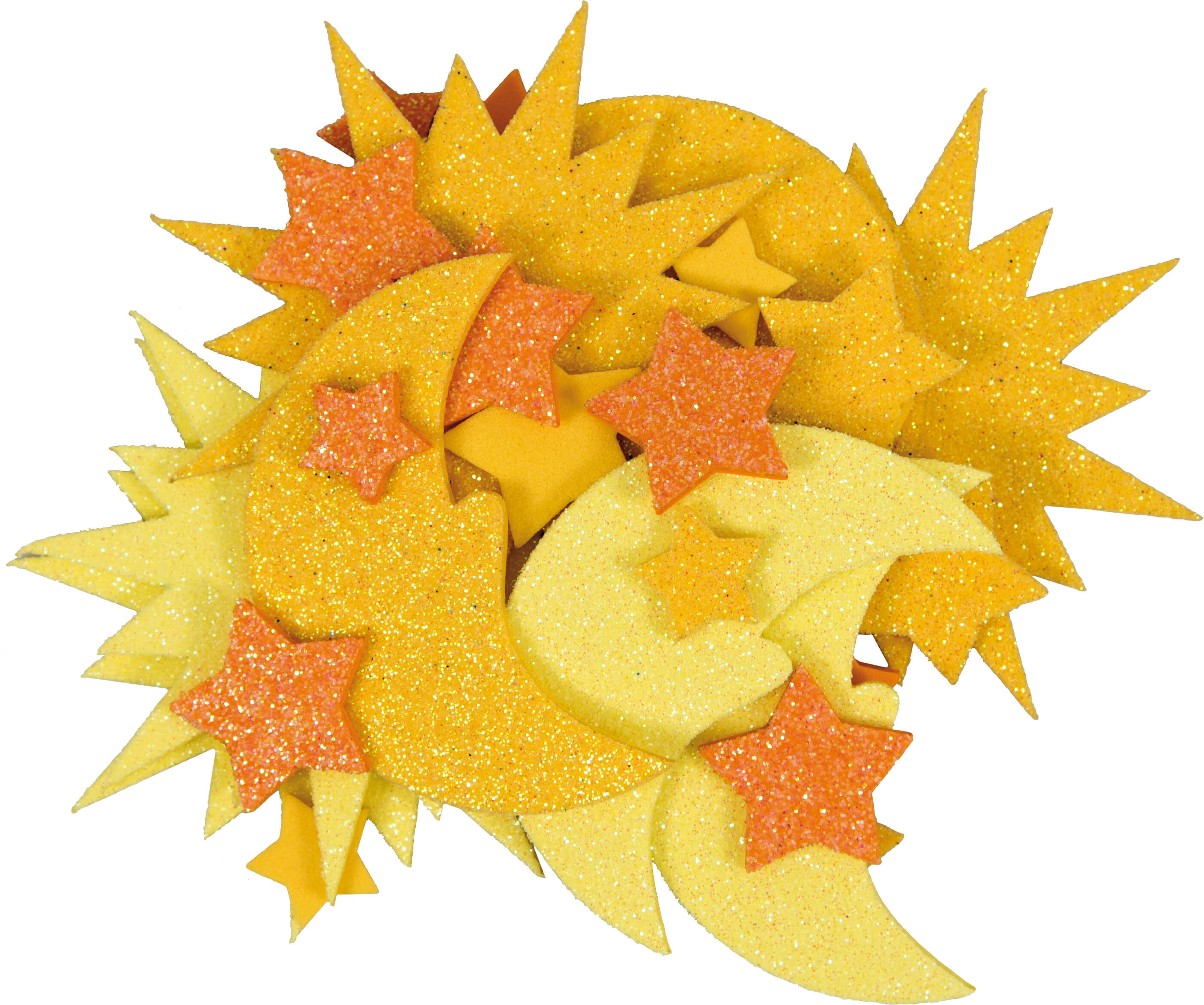 Glittersonne, -mond & -sterne 32 Stück sortiert