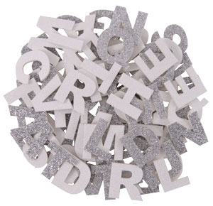 Glitter Buchstabenmix weiß & silber