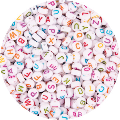 Buchstabenperlen weiß/bunt 750 Stück