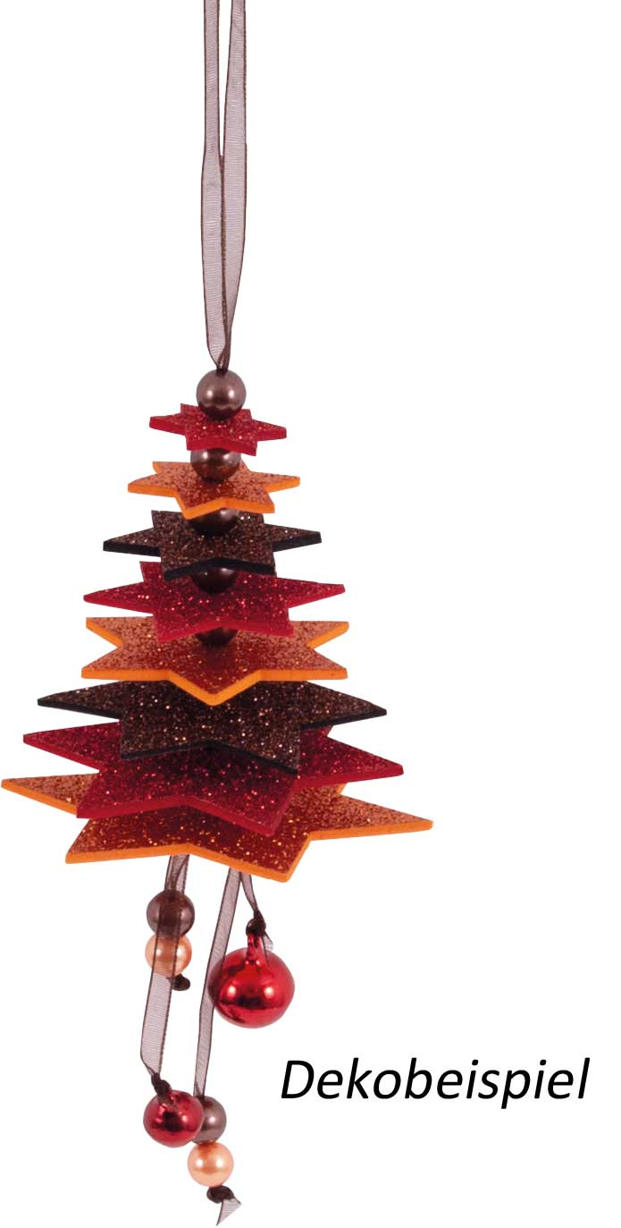 Glittersternenset kupfer, 8-teilig, aus Moosgummi