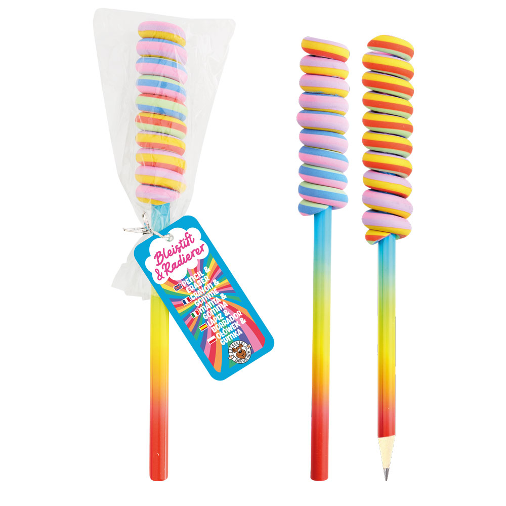 Bleistift & Radierer Lollipop sortiert