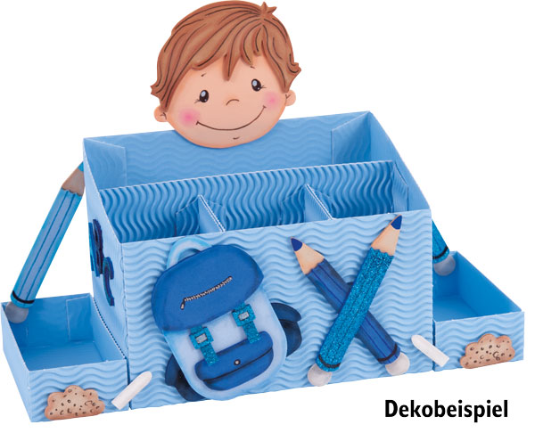 Schreibtischbox hellblau aus 3D Wellpappe