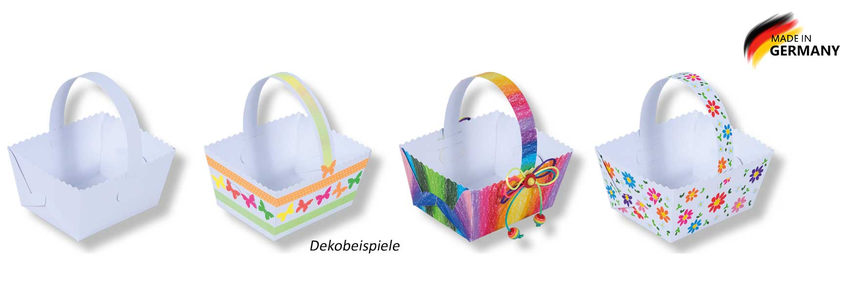 Geschenkkörbchen weiß mit Henkel, 10 Stück