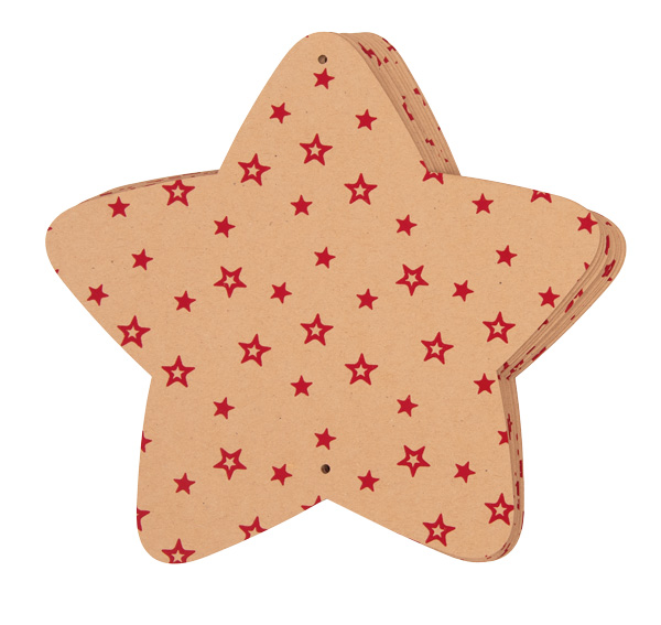 Weihnachtshänger Stern natur/rot, 10 Stück