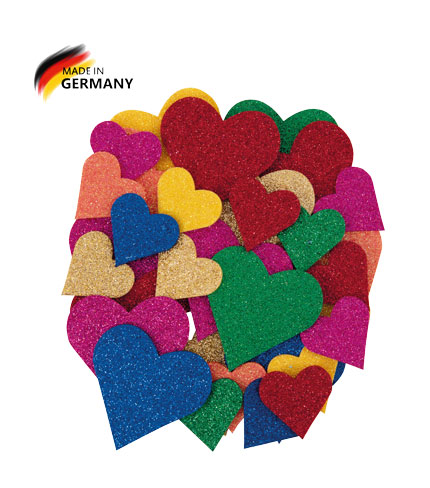 Glitterherzen Intensivtöne, 32 Stück sortiert