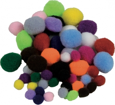 Minipompons intensiv, 50 Stück sortiert