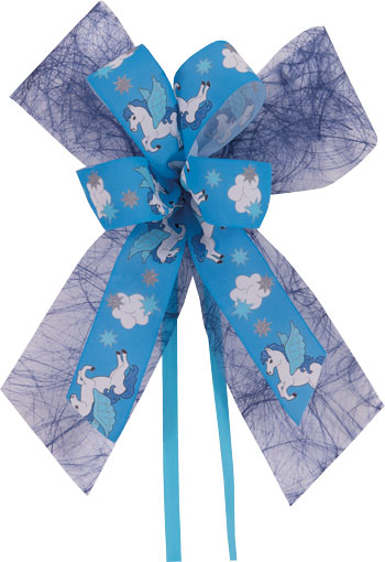 Schultütenschleife blau mit Pegasus