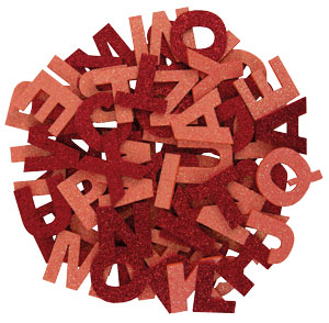 Glitter Buchstabenmix orange & rot