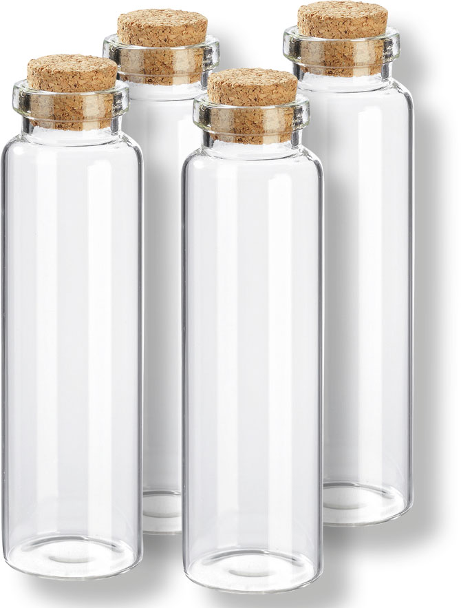 Glasröhrchen mit Flachboden & Korken