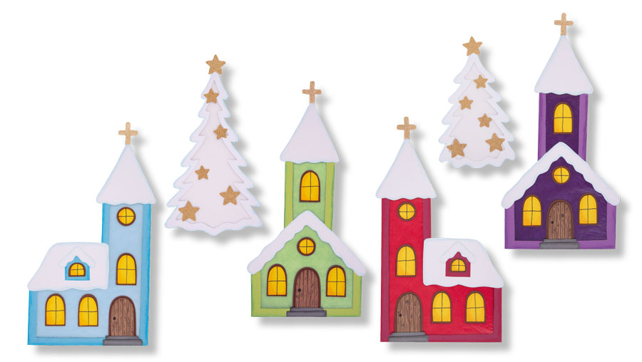 Kreativpaket Kirchen im Winterlook