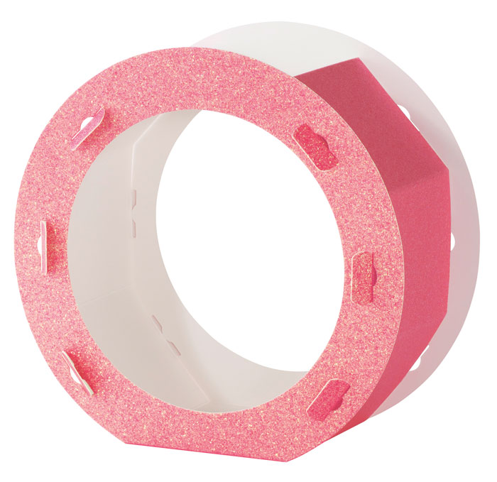 Glitter Laternenrohling rund pink, 5 Stück
