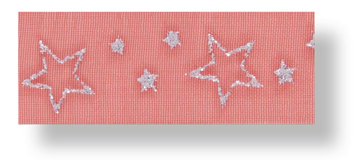 Drahtchiffonband Sterne 25 mm rot/silber