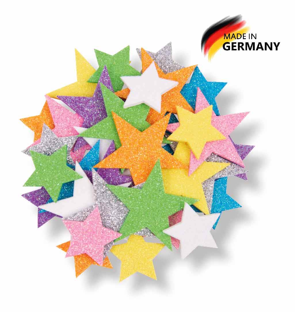 Glittersterne Pastelltöne, 32 Stück sortiert