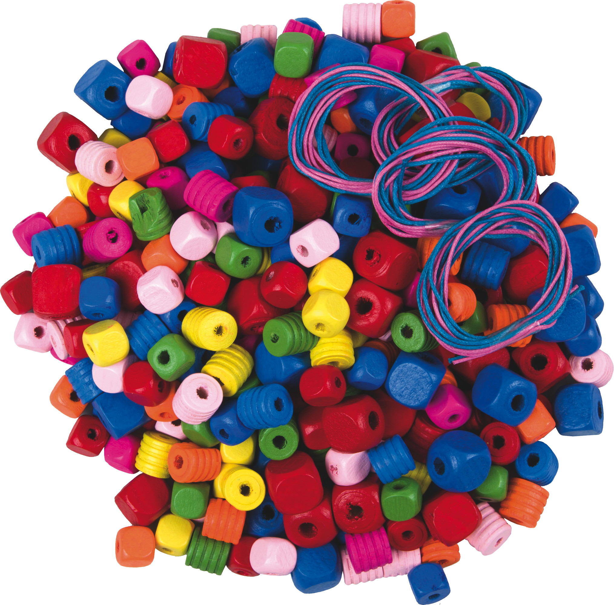 Holzperlenmischung bunt/eckig, 200 g sortiert