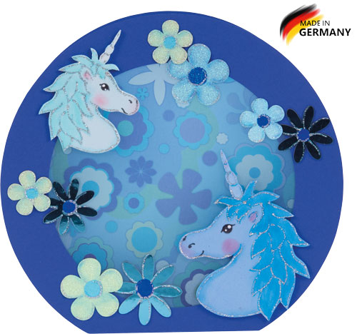 Laternen Bastelset Einhörner blau