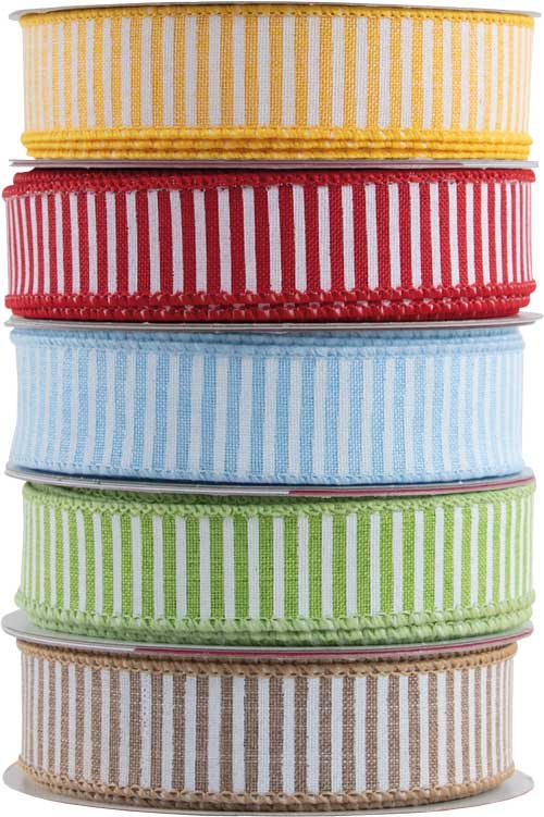 Drahtband Streifen mit Leinenstruktur hellblau