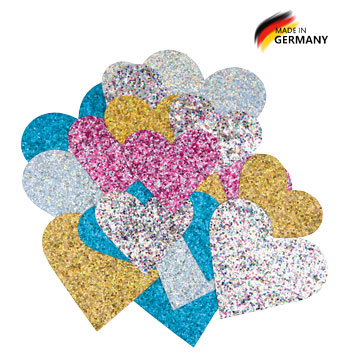 Glitterkartonsortiment grob Herzen