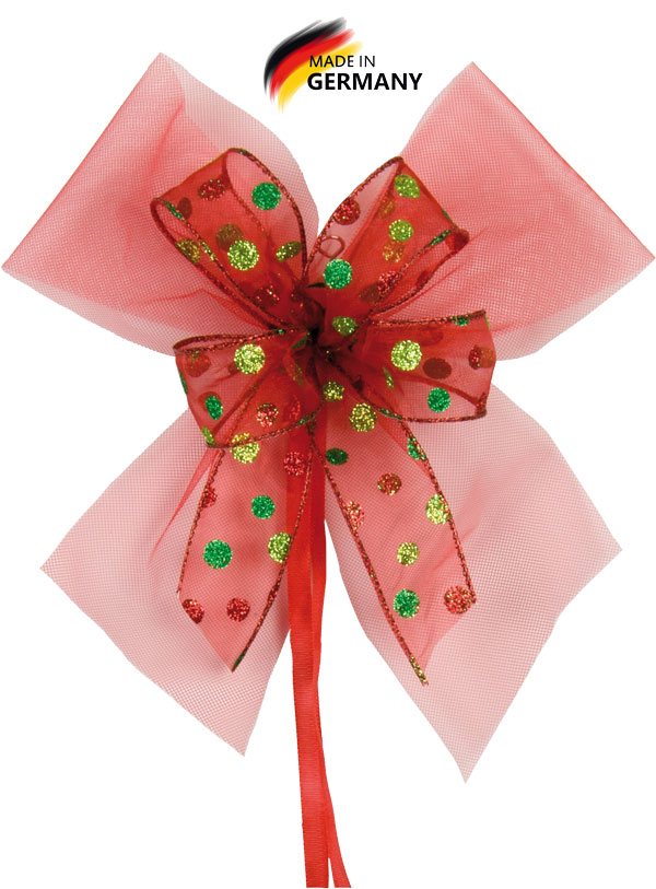 Schultütenschleife rot mit Glitzerpunkten