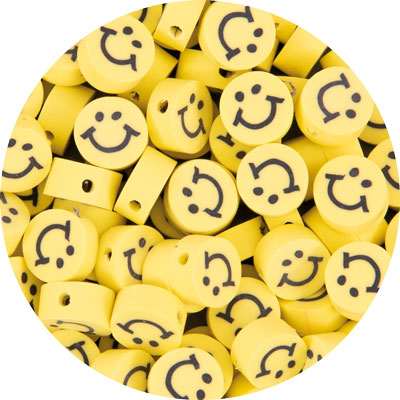 Fimoli Motivperle Smilie gelb, 100 Stück