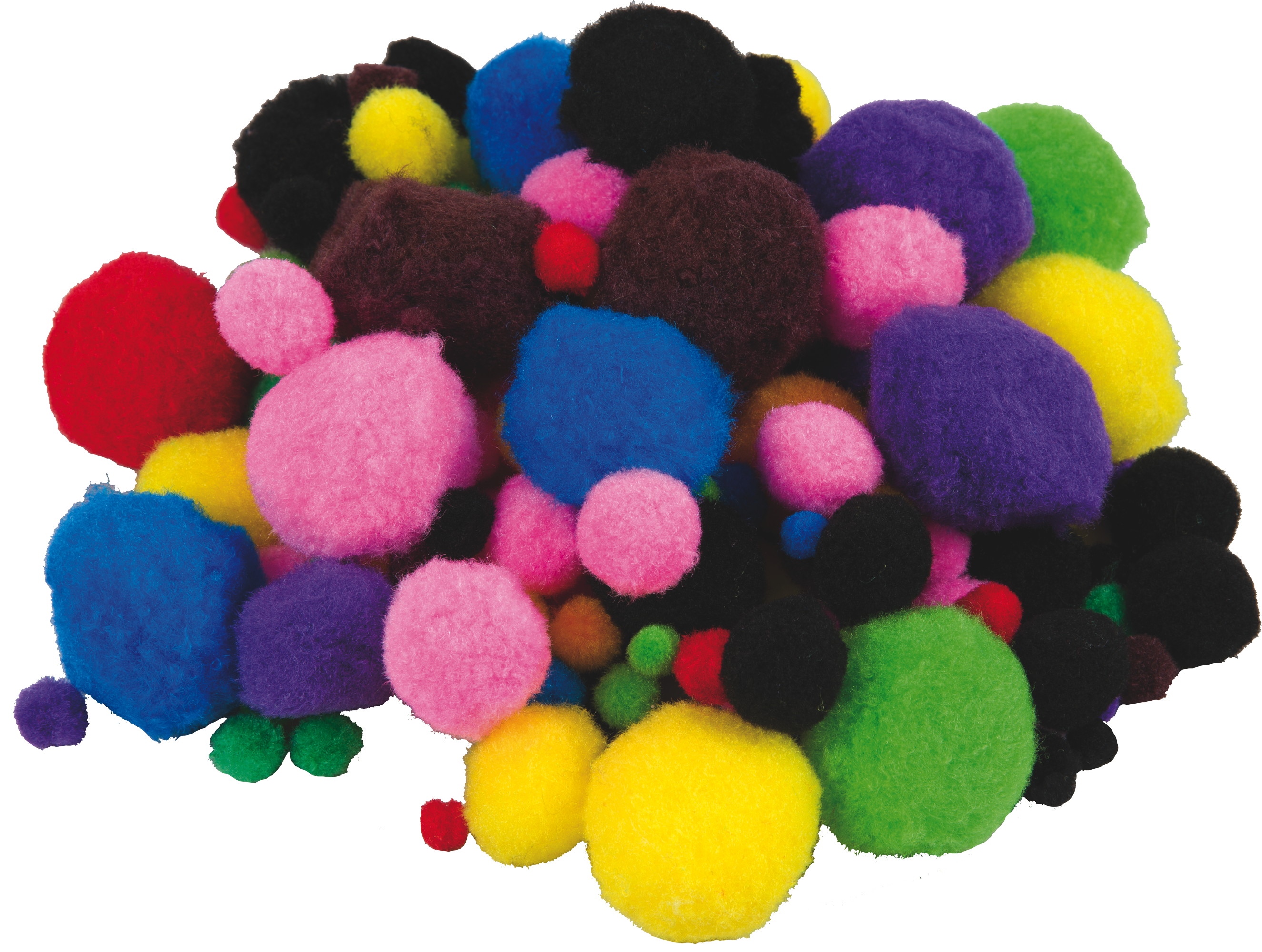 Pompons intensiv, 150 Stück sortiert