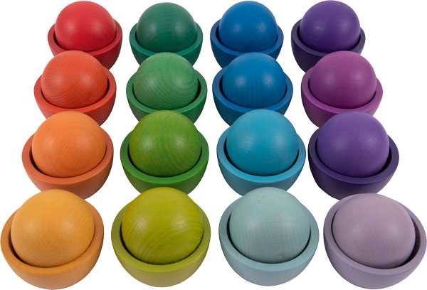 Regenbogen Kugeln mit Farbschalen