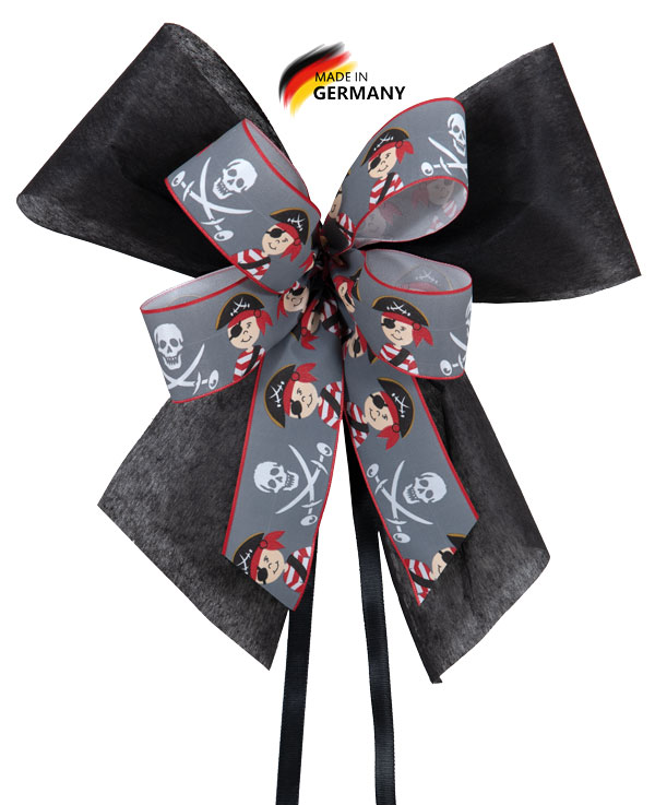 Schultütenschleife schwarz mit Pirat