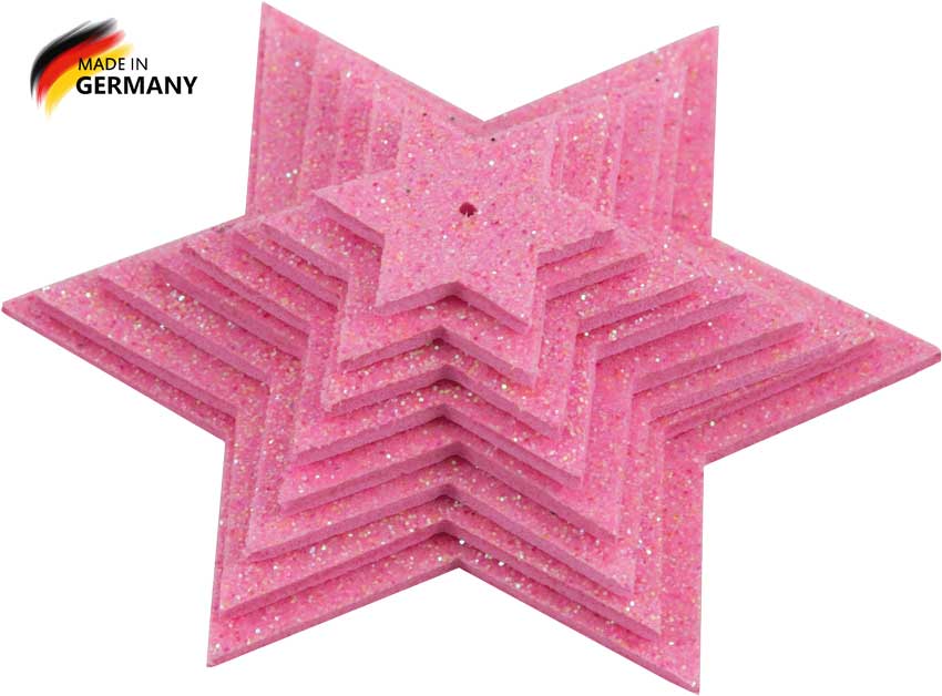 Glittersternenset rosa, 8-teilig, aus Moosgummi