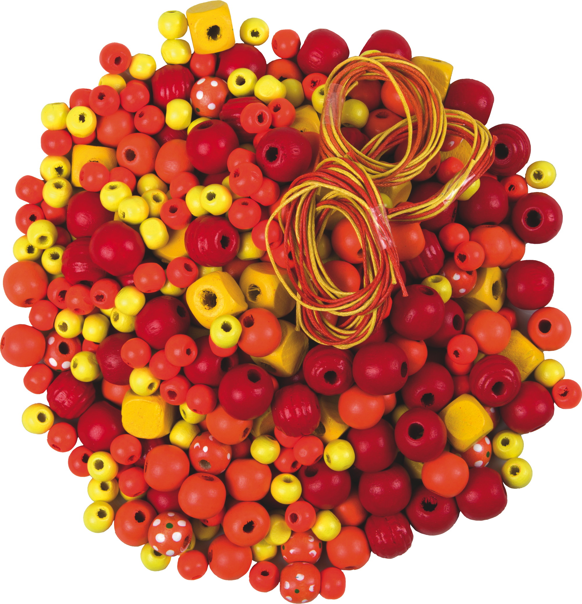 Holzperlenmischung gelb/rot, 200 g sortiert