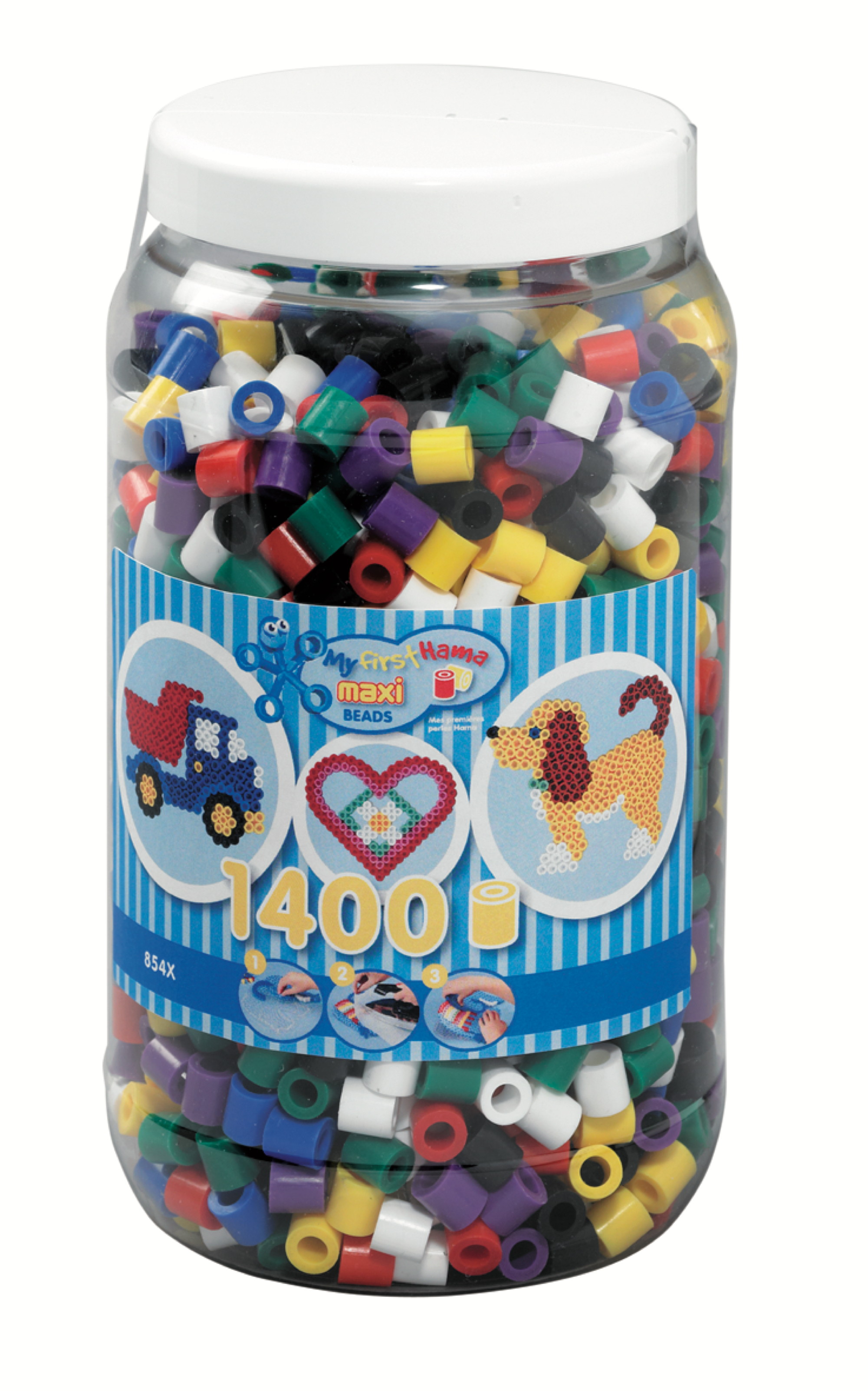 Bügelperlen maxi Dose mit 1.400 Stück vollton