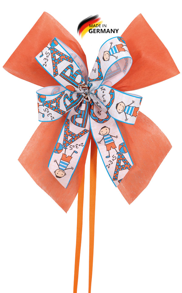 Schultütenschleife orange mit ABC