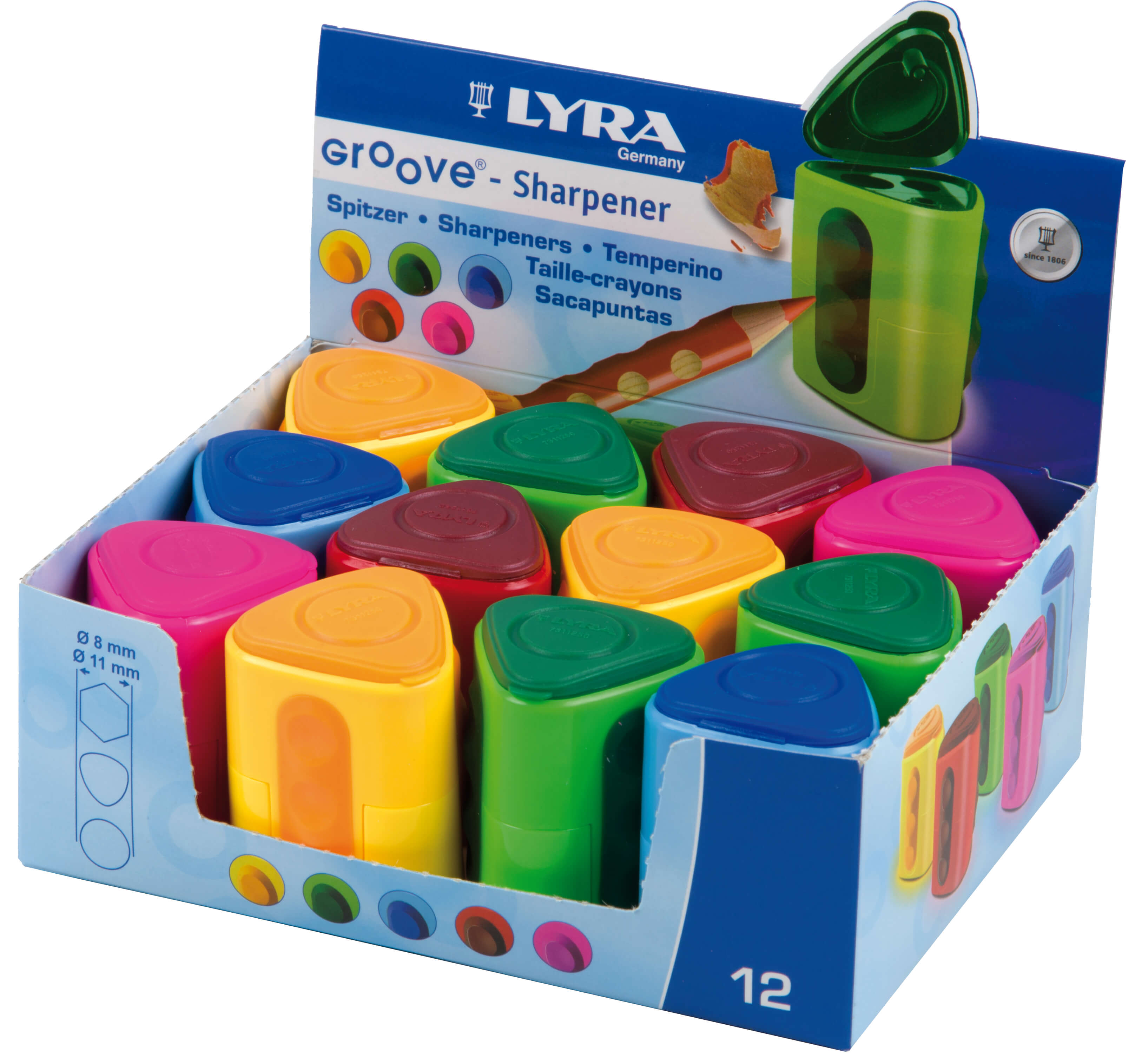 Doppelspitzerdose Groove sortiert