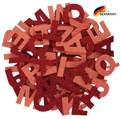 Glitter Buchstabenmix orange & rot