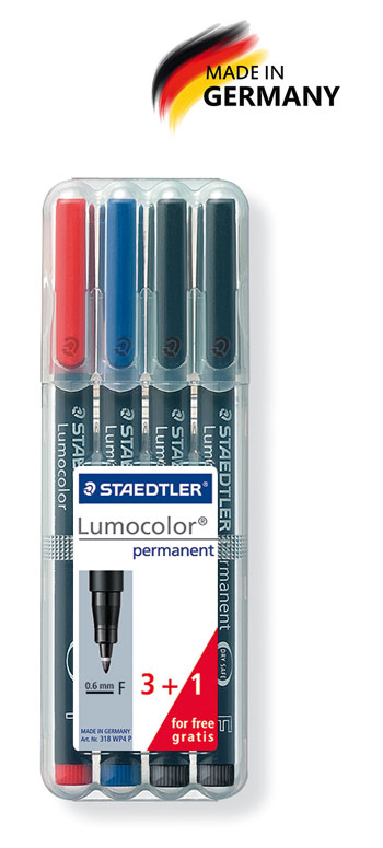 Lumocolor permanent 318 F, 4 Stück sortiert